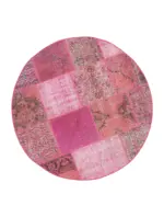 Patchwork Pembe Pamuk Üzerine Yün El Dokuma Kilim-148x148