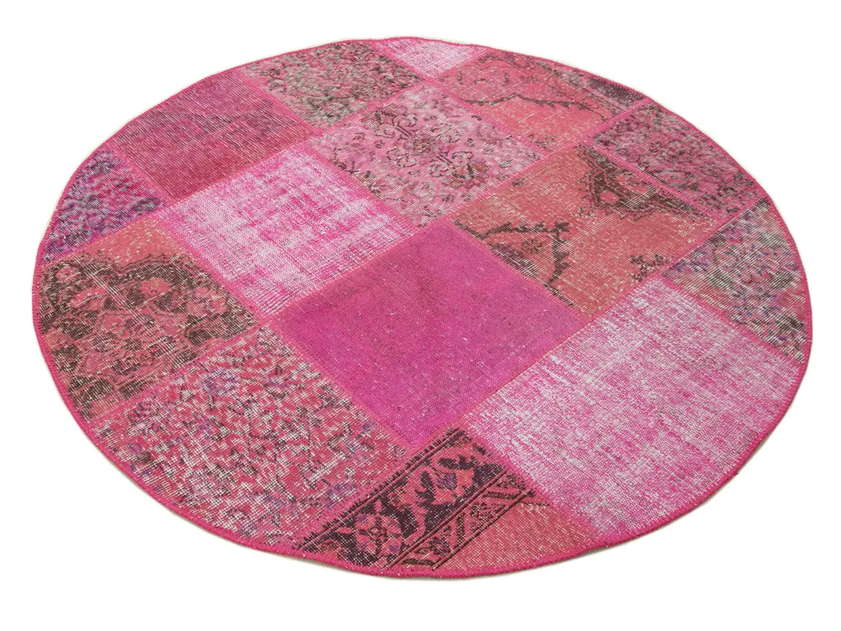 Patchwork Pembe Pamuk Üzerine Yün El Dokuma Kilim-148x148 - Görsel 2