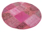 Patchwork Pembe Pamuk Üzerine Yün El Dokuma Kilim-148x148 - Görsel 2