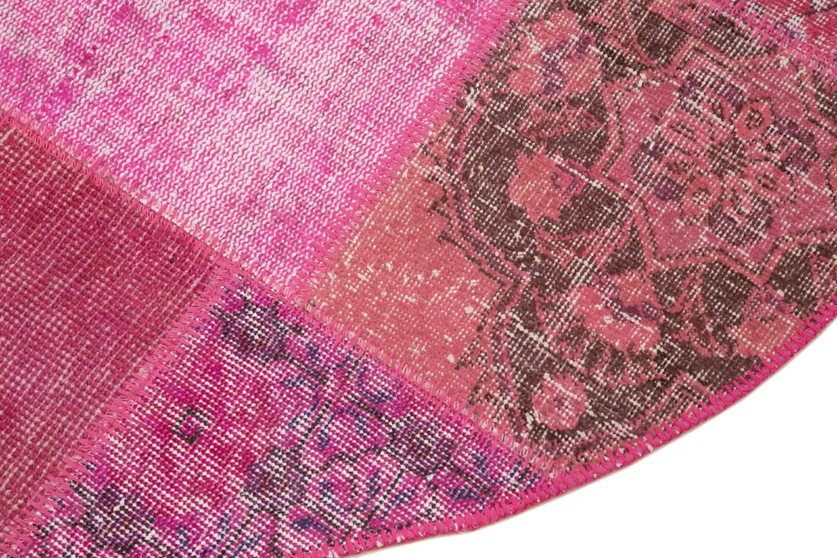 Patchwork Pembe Pamuk Üzerine Yün El Dokuma Kilim-148x148 - Görsel 3