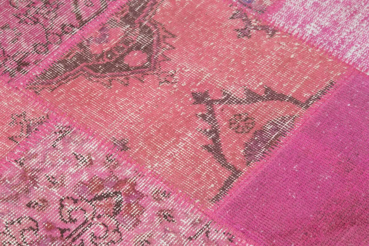 Patchwork Pembe Pamuk Üzerine Yün El Dokuma Kilim-148x148 - Görsel 4