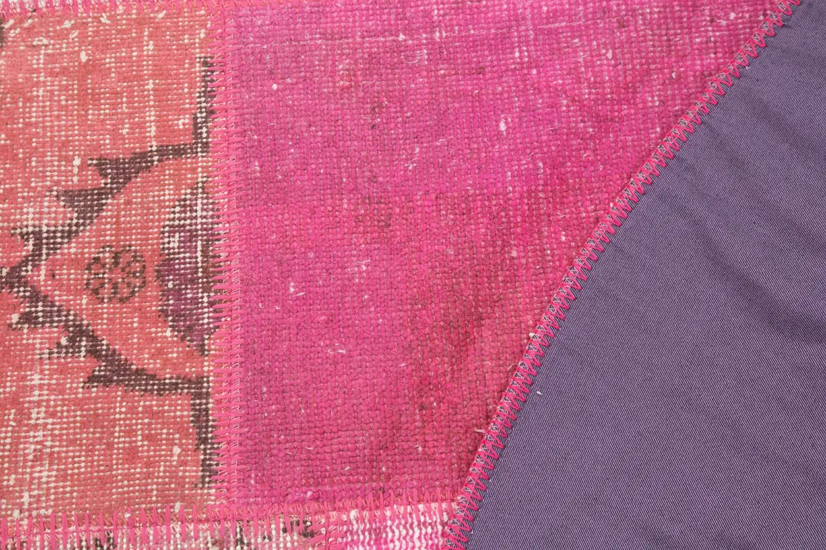 Patchwork Pembe Pamuk Üzerine Yün El Dokuma Kilim-148x148 - Görsel 5