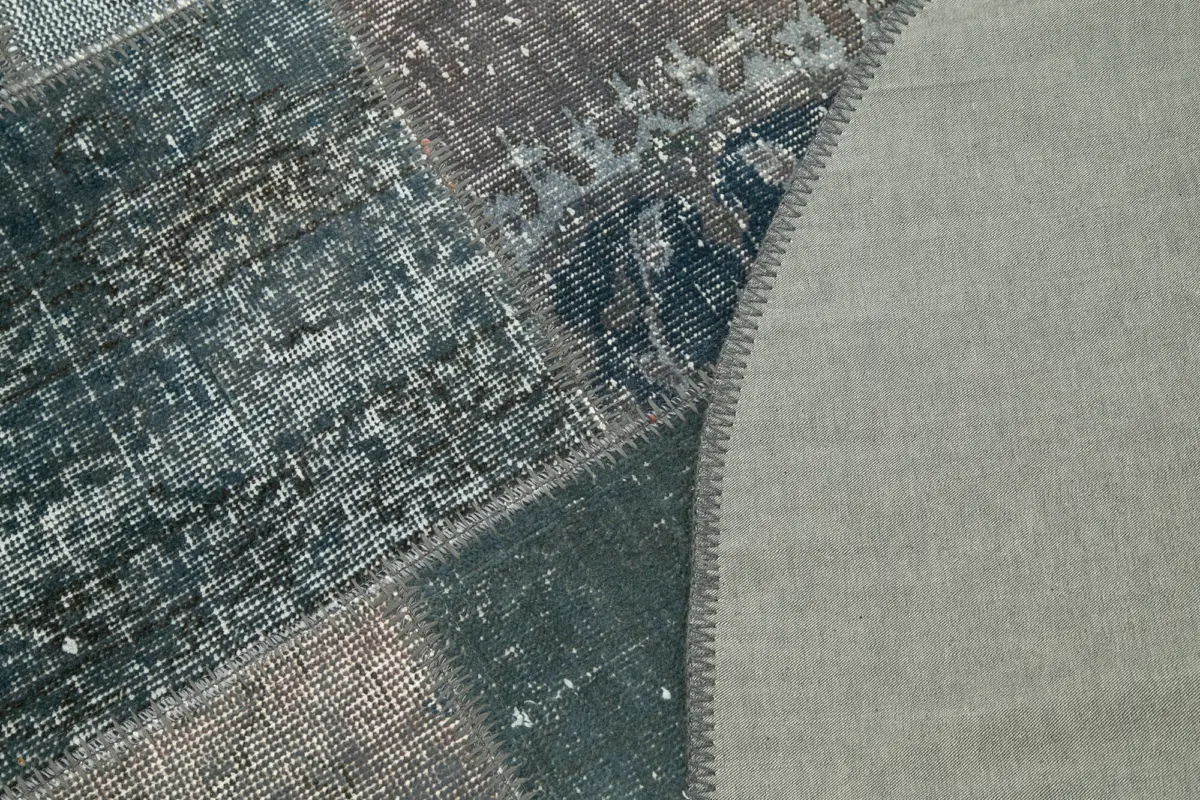 Patchwork Gri Pamuk Üzerine Yün El Dokuma Kilim-154x154 - Görsel 5