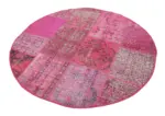 Patchwork Pembe Pamuk Üzerine Yün El Dokuma Kilim-156x156 - Görsel 2