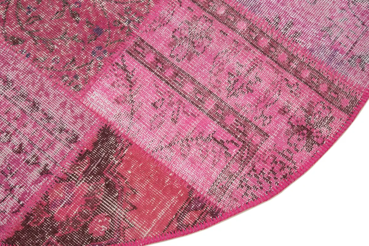 Patchwork Pembe Pamuk Üzerine Yün El Dokuma Kilim-156x156 - Görsel 3
