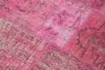 Patchwork Pembe Pamuk Üzerine Yün El Dokuma Kilim-156x156 - Görsel 4