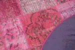 Patchwork Pembe Pamuk Üzerine Yün El Dokuma Kilim-156x156 - Görsel 5