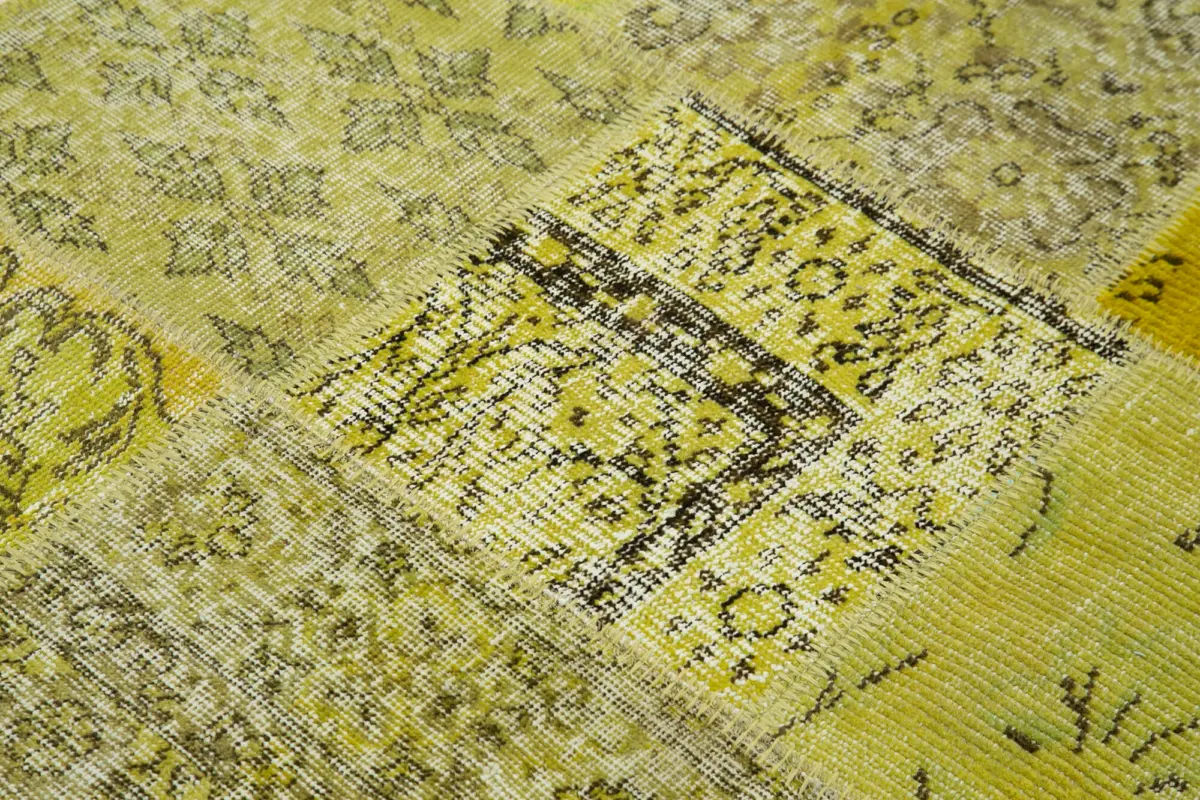 Patchwork Sarı Pamuk Üzerine Yün El Dokuma Kilim-151x151 - Görsel 4