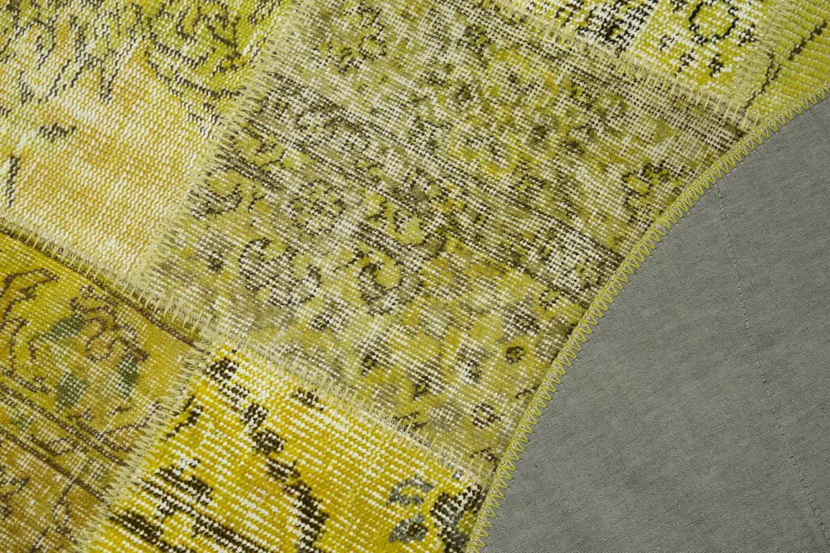 Patchwork Sarı Pamuk Üzerine Yün El Dokuma Kilim-151x151 - Görsel 5