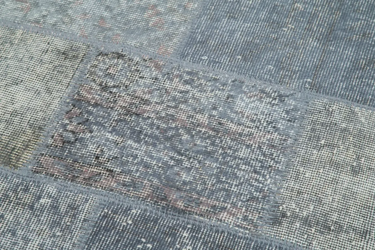 Patchwork Mavi Pamuk Üzerine Yün El Dokuma Kilim-136x136 - Görsel 4