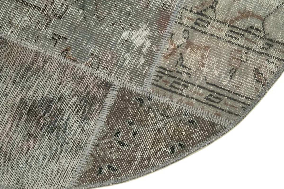 Patchwork Gri Pamuk Üzerine Yün El Dokuma Kilim-156x156 - Görsel 3
