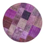 Patchwork Mor Pamuk Üzerine Yün El Dokuma Kilim-190x190