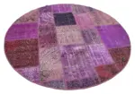 Patchwork Mor Pamuk Üzerine Yün El Dokuma Kilim-190x190 - Görsel 2