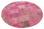Patchwork Pembe Pamuk Üzerine Yün El Dokuma Kilim-197x197 - Görsel 2