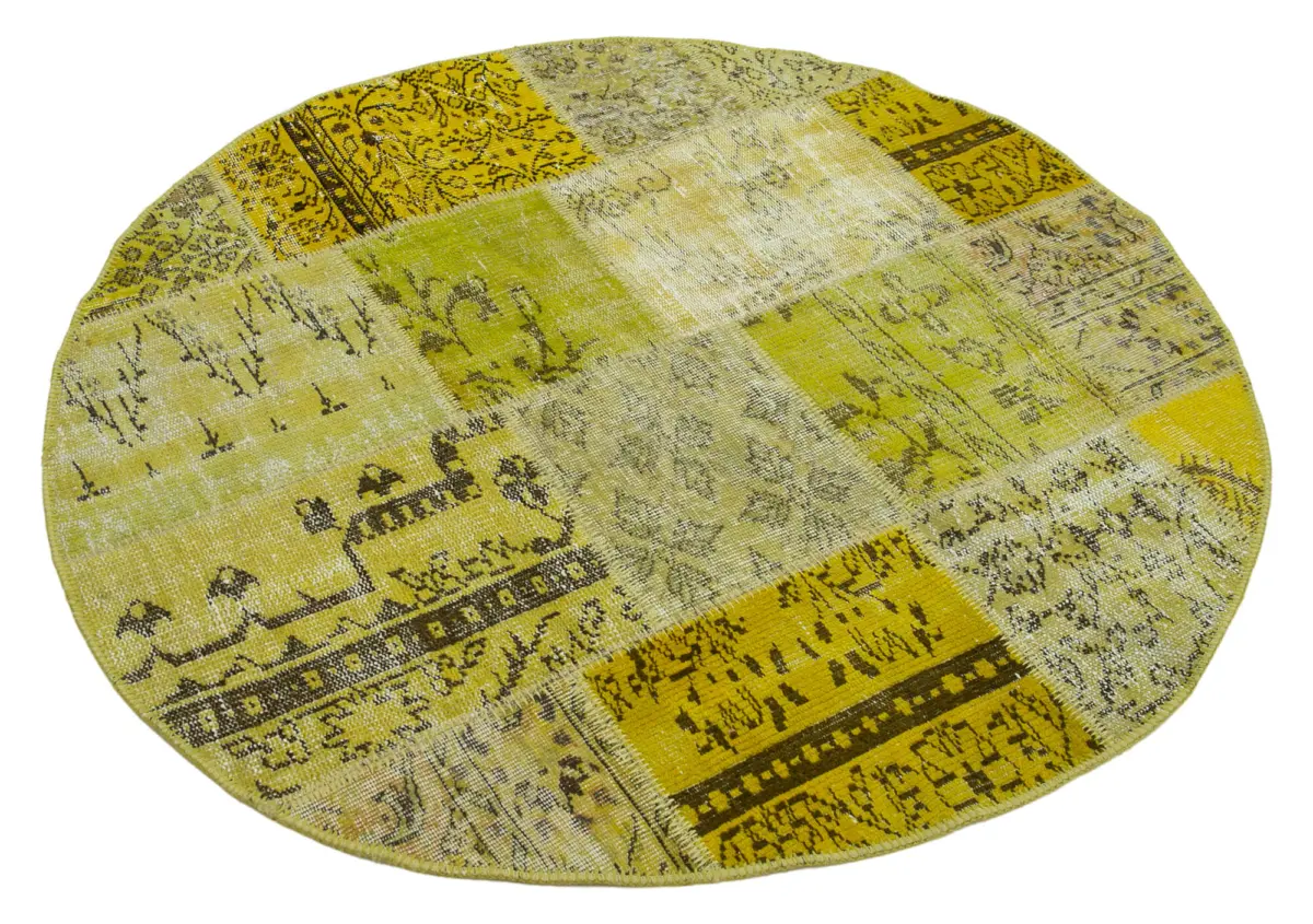 Patchwork Sarı Pamuk Üzerine Yün El Dokuma Kilim-147x147 - Görsel 2