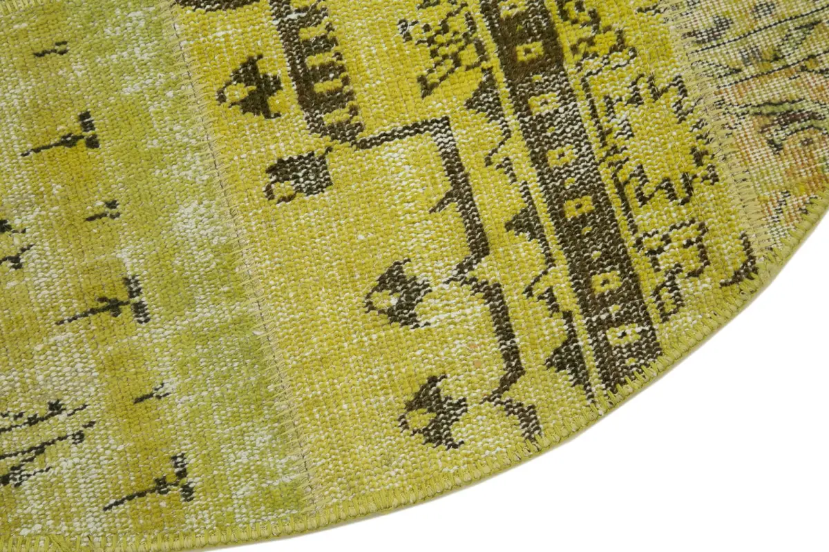 Patchwork Sarı Pamuk Üzerine Yün El Dokuma Kilim-147x147 - Görsel 3