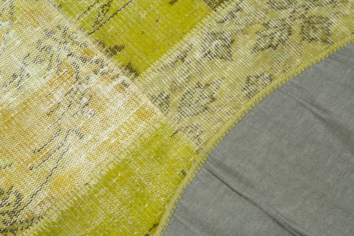 Patchwork Sarı Pamuk Üzerine Yün El Dokuma Kilim-147x147 - Görsel 5