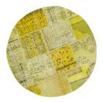 Patchwork Sarı Pamuk Üzerine Yün El Dokuma Kilim-195x195