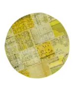 Patchwork Sarı Pamuk Üzerine Yün El Dokuma Kilim-195x195