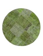 Patchwork Yeşil Pamuk Üzerine Yün El Dokuma Kilim-150x150