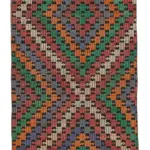 Anadolu Eskitme Multi Pamuk Üzerine Yün El Dokuma Kilim-090x353