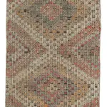 Anadolu Eskitme Kahverengi Pamuk Üzerine Yün El Dokuma Kilim-086x300