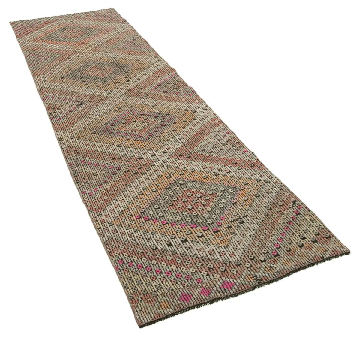 Anadolu Eskitme Kahverengi Pamuk Üzerine Yün El Dokuma Kilim-086x300 - Görsel 2