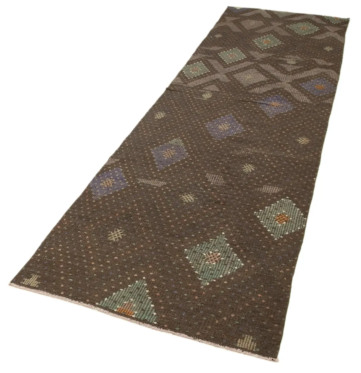 Anadolu Eskitme Kahverengi Pamuk Üzerine Yün El Dokuma Kilim-090x324 - Görsel 3