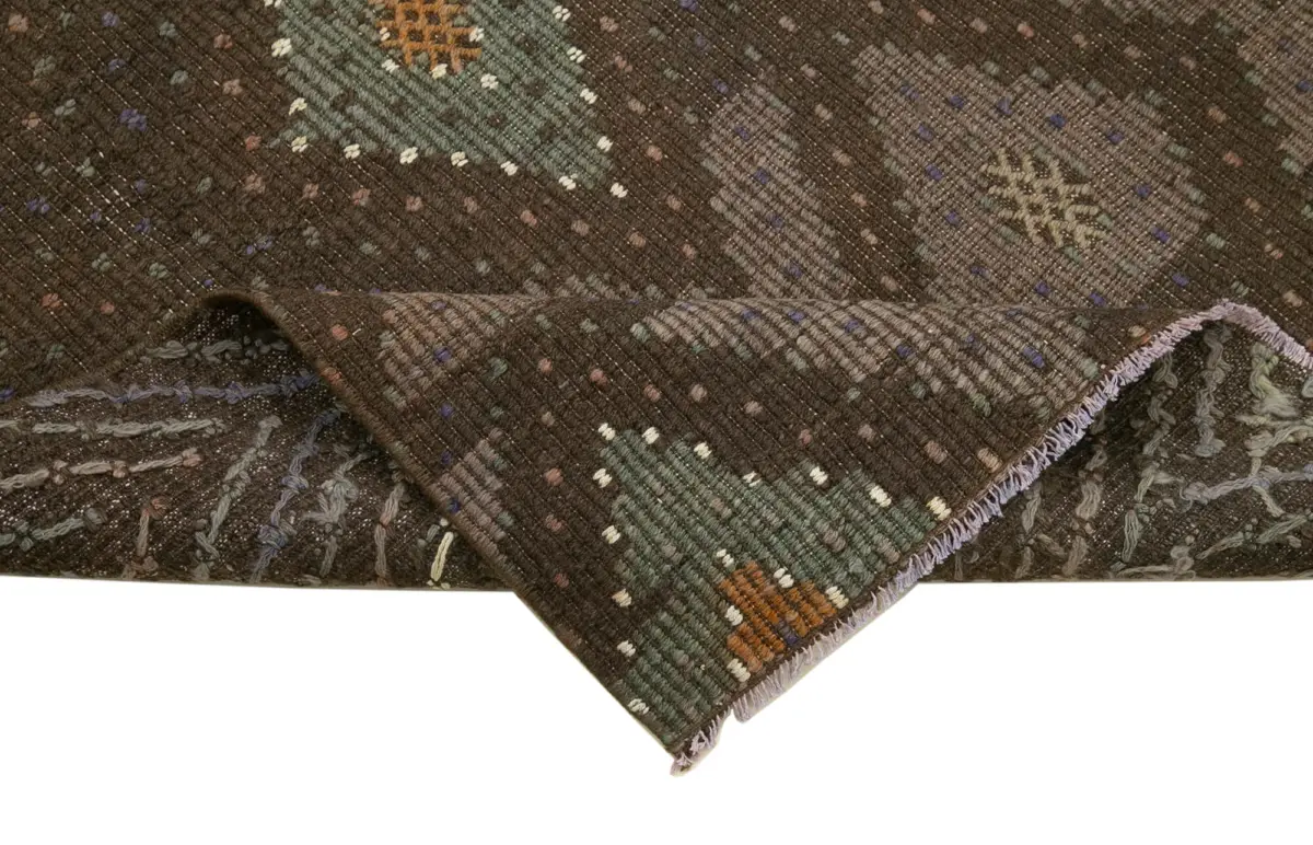 Anadolu Eskitme Kahverengi Pamuk Üzerine Yün El Dokuma Kilim-090x324 - Görsel 6