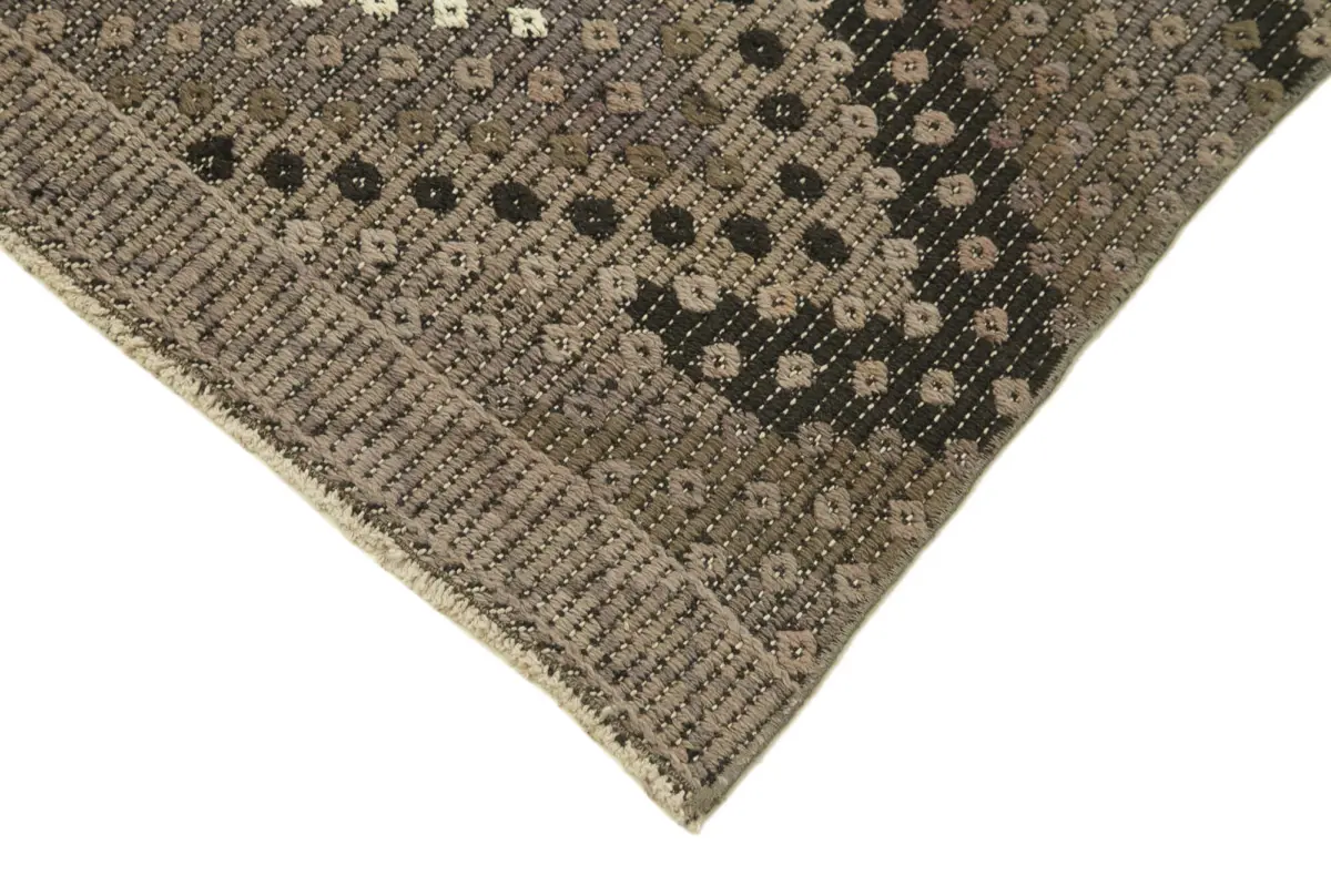 Anadolu Eskitme Kahverengi Pamuk Üzerine Yün El Dokuma Kilim-082x351 - Görsel 4