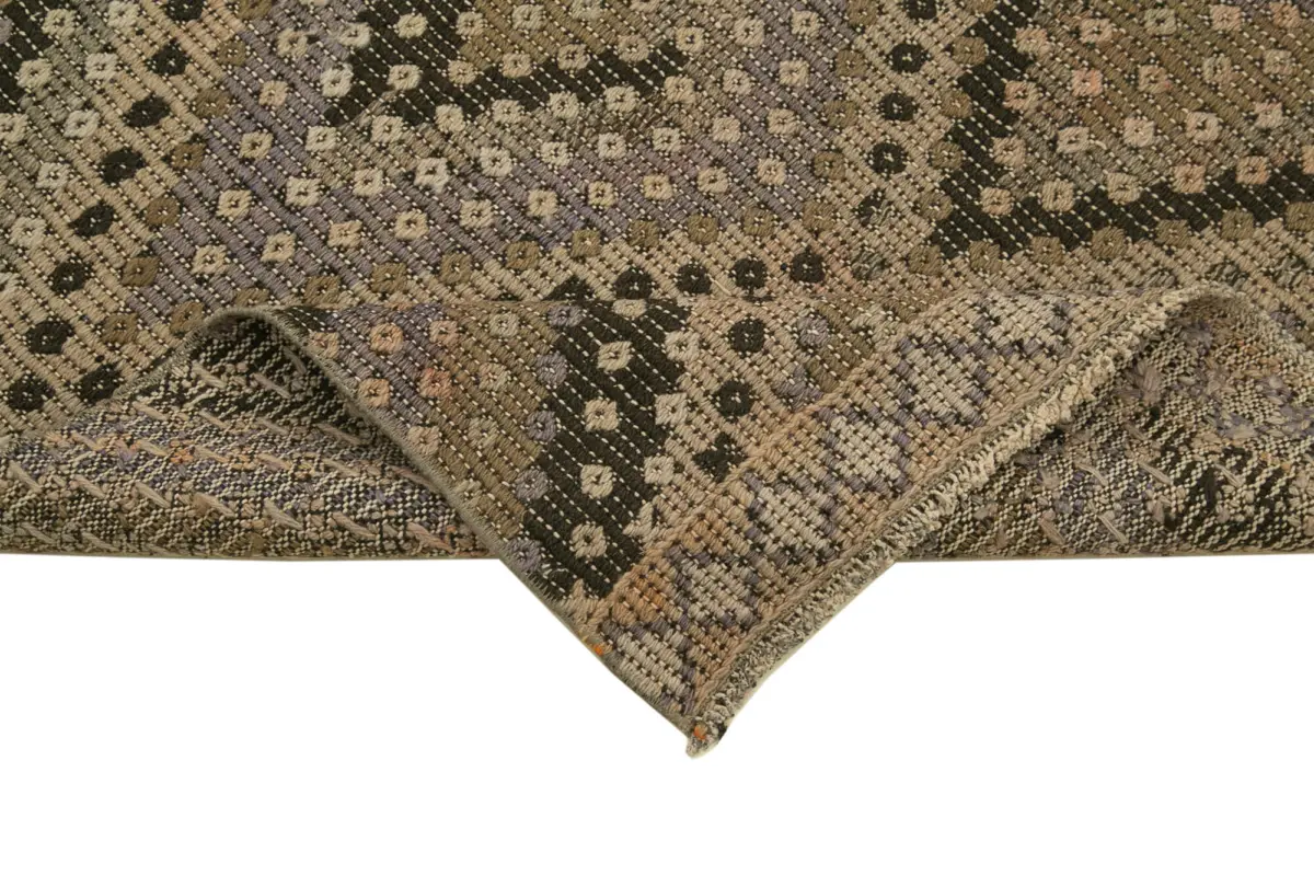 Anadolu Eskitme Kahverengi Pamuk Üzerine Yün El Dokuma Kilim-082x351 - Görsel 6