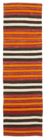 Anadolu Eskitme Multi Pamuk Üzerine Yün El Dokuma Kilim-097x328