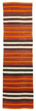 Anadolu Eskitme Multi Pamuk Üzerine Yün El Dokuma Kilim-089x316