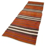 Anadolu Eskitme Multi Pamuk Üzerine Yün El Dokuma Kilim-092x319 - Görsel 3