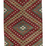 Anadolu Eskitme Multi Pamuk Üzerine Yün El Dokuma Kilim-086x373