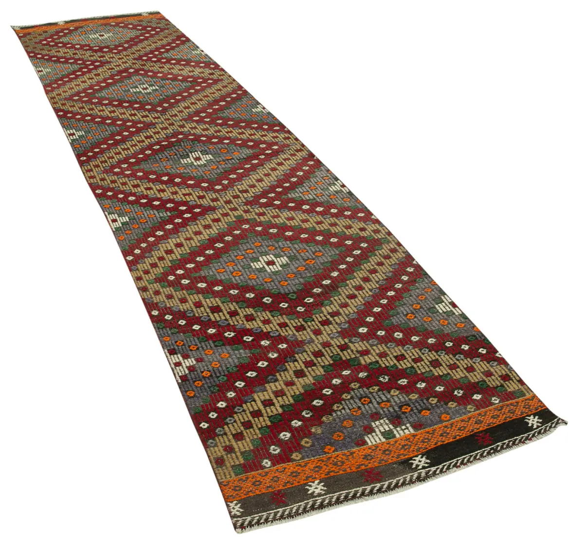 Anadolu Eskitme Multi Pamuk Üzerine Yün El Dokuma Kilim-086x373 - Görsel 2