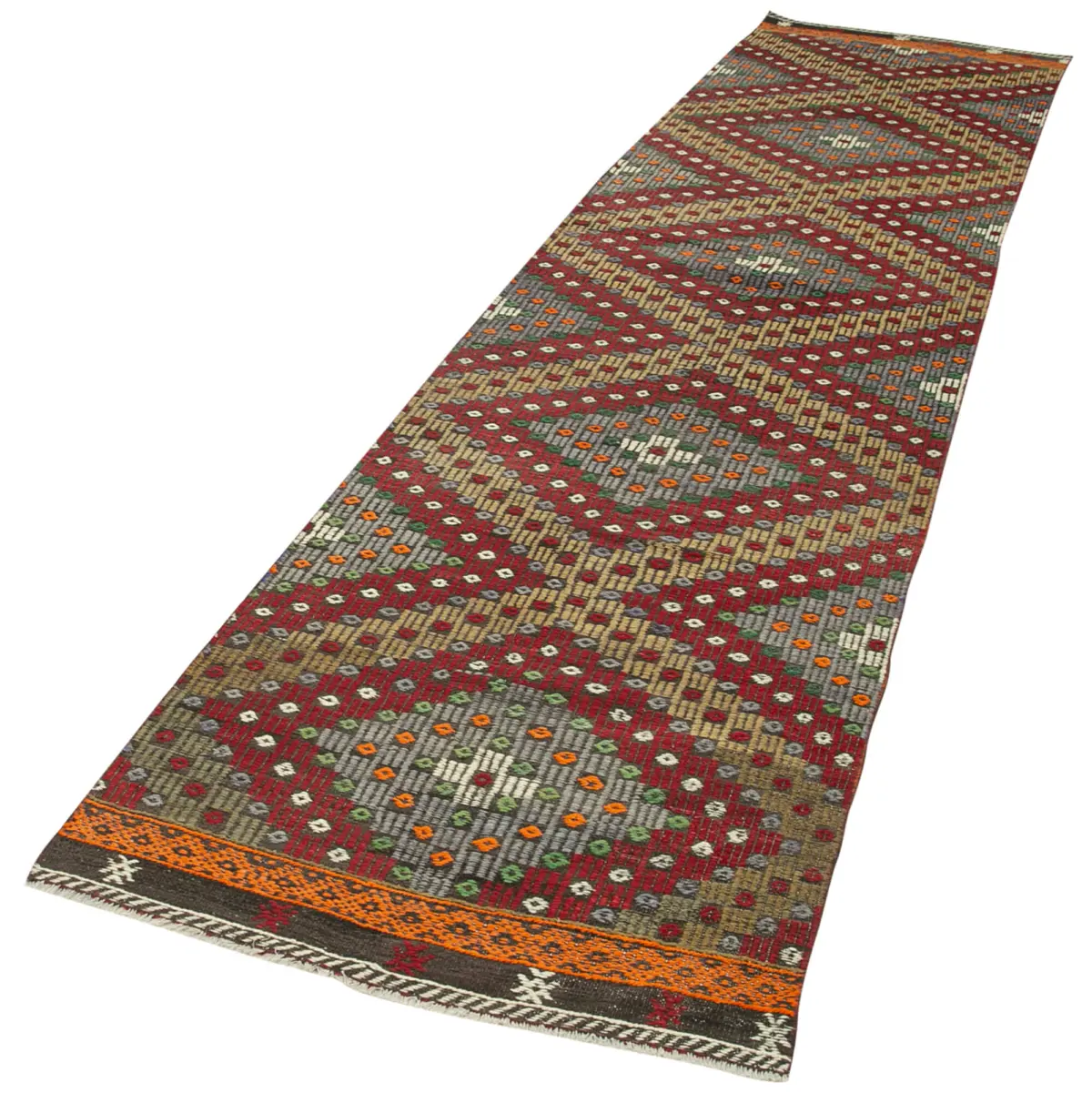 Anadolu Eskitme Multi Pamuk Üzerine Yün El Dokuma Kilim-086x373 - Görsel 3