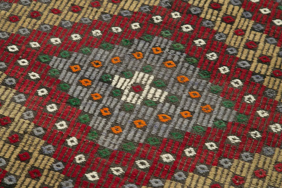 Anadolu Eskitme Multi Pamuk Üzerine Yün El Dokuma Kilim-086x373 - Görsel 5