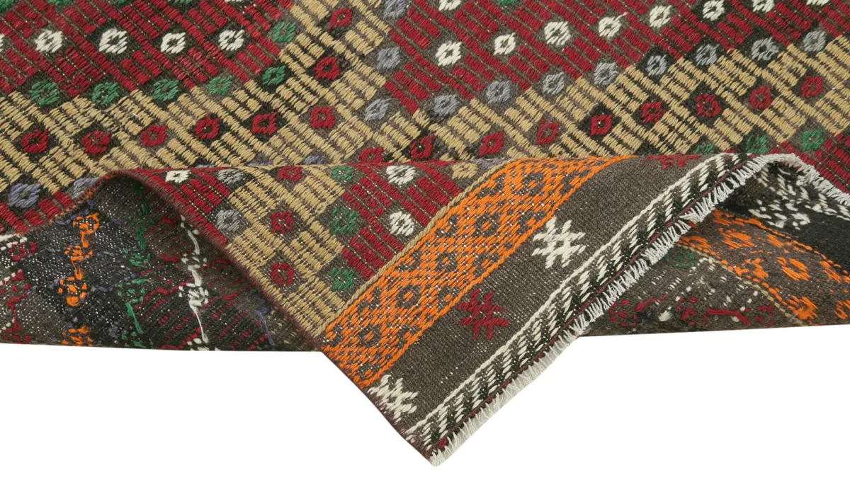 Anadolu Eskitme Multi Pamuk Üzerine Yün El Dokuma Kilim-086x373 - Görsel 6