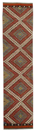 Anadolu Eskitme Multi Pamuk Üzerine Yün El Dokuma Kilim-081x337