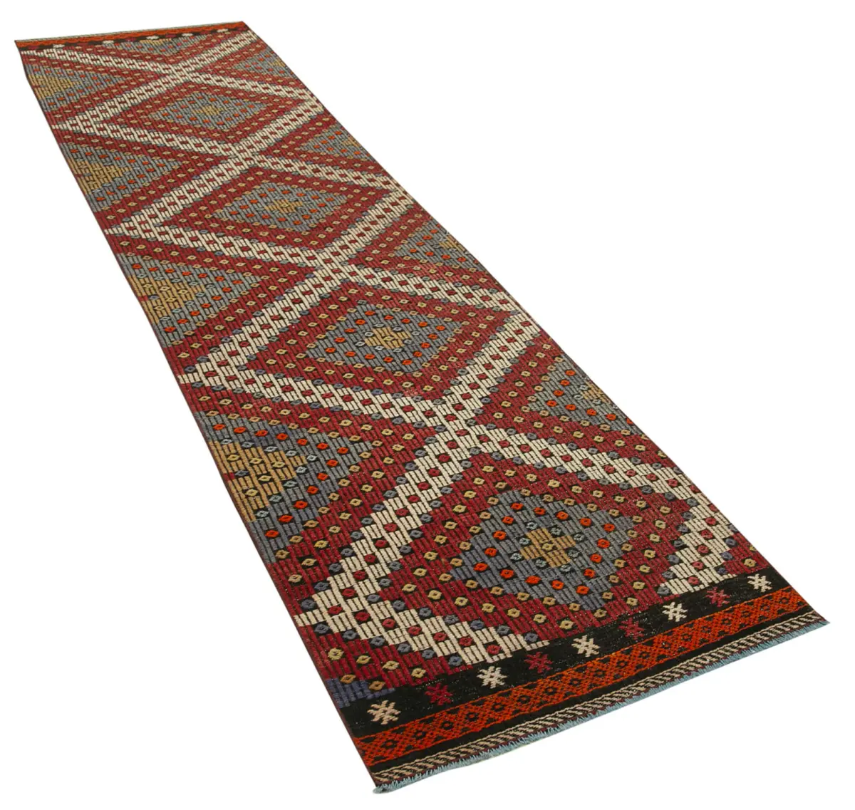 Anadolu Eskitme Multi Pamuk Üzerine Yün El Dokuma Kilim-081x337 - Görsel 2