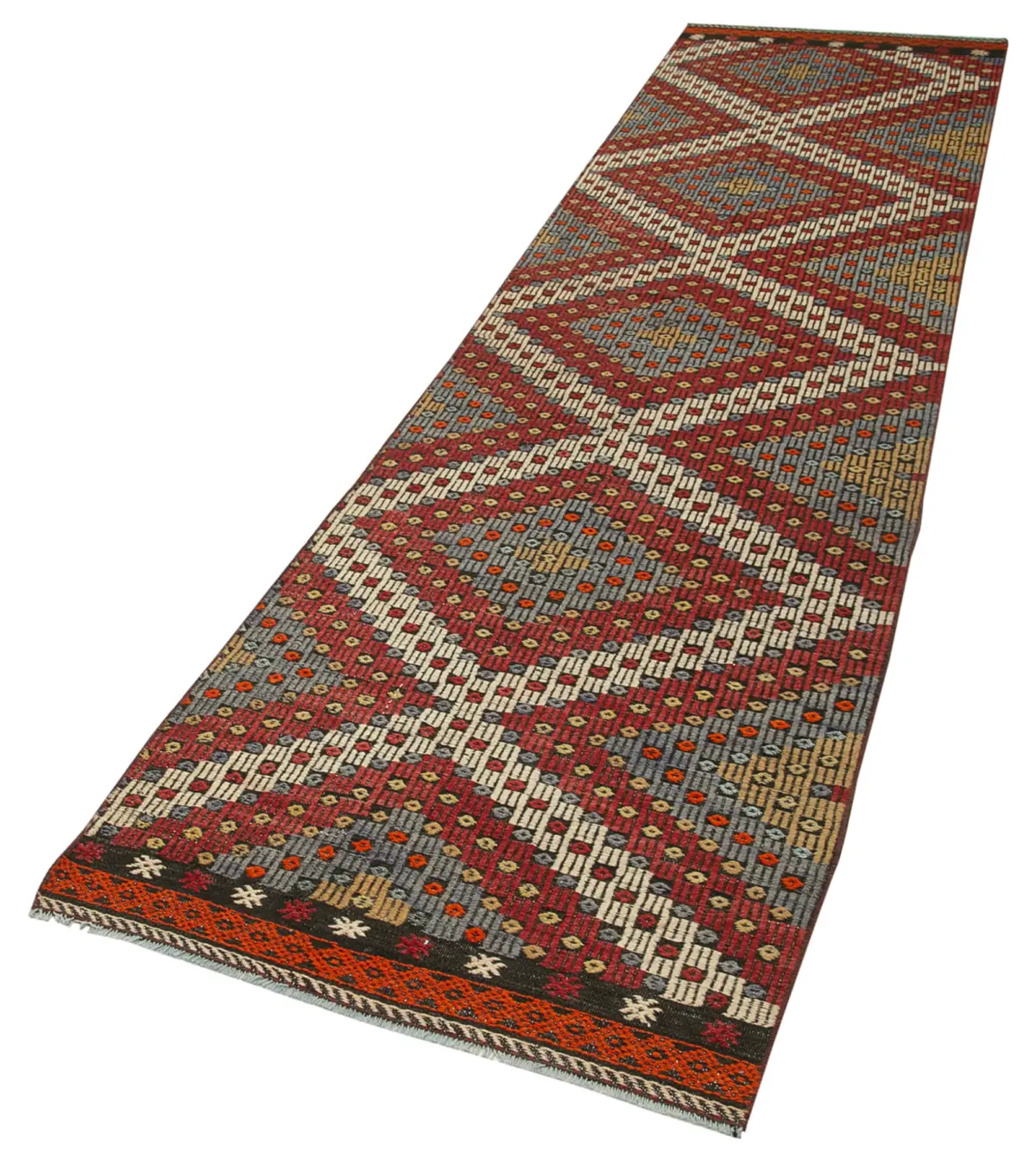 Anadolu Eskitme Multi Pamuk Üzerine Yün El Dokuma Kilim-081x337 - Görsel 3