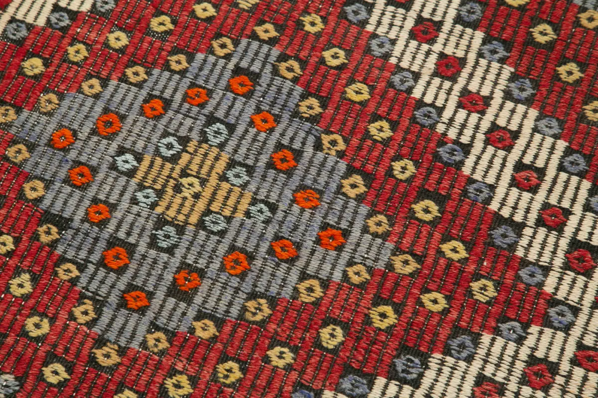 Anadolu Eskitme Multi Pamuk Üzerine Yün El Dokuma Kilim-081x337 - Görsel 5