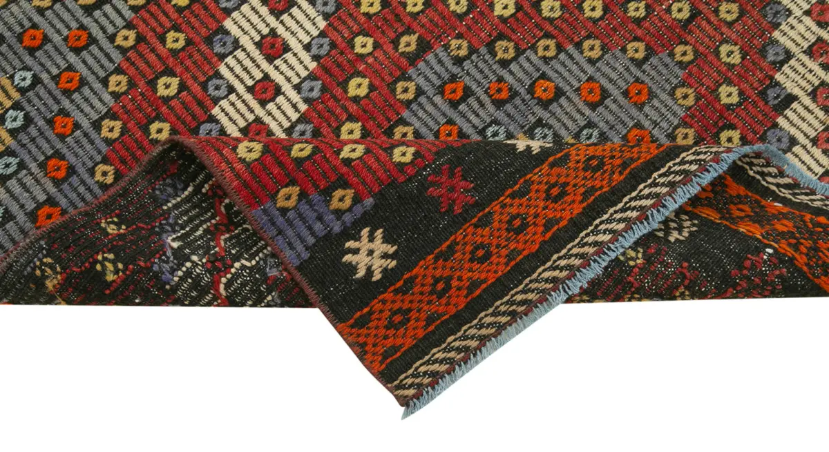 Anadolu Eskitme Multi Pamuk Üzerine Yün El Dokuma Kilim-081x337 - Görsel 6