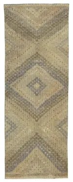 Anadolu Eskitme Bej Pamuk Üzerine Yün El Dokuma Kilim-102x273