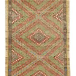 Anadolu Eskitme Multi Pamuk Üzerine Yün El Dokuma Kilim-112x247