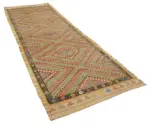 Anadolu Eskitme Multi Pamuk Üzerine Yün El Dokuma Kilim-112x247 - Görsel 2