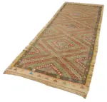Anadolu Eskitme Multi Pamuk Üzerine Yün El Dokuma Kilim-112x247 - Görsel 3