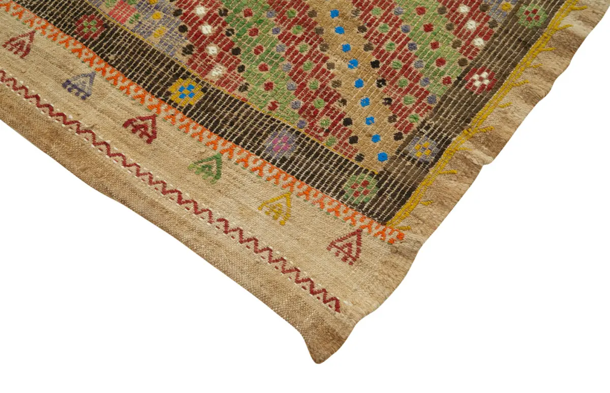 Anadolu Eskitme Multi Pamuk Üzerine Yün El Dokuma Kilim-112x247 - Görsel 4