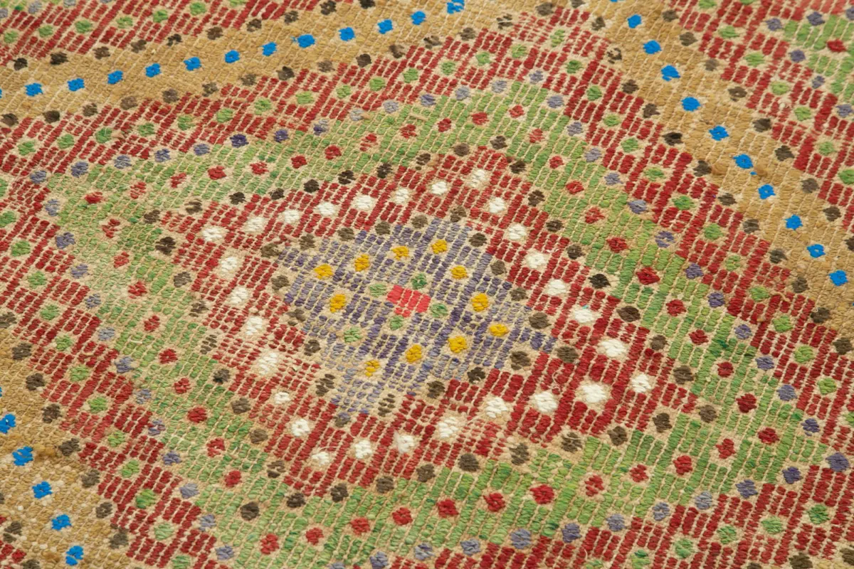 Anadolu Eskitme Multi Pamuk Üzerine Yün El Dokuma Kilim-112x247 - Görsel 5